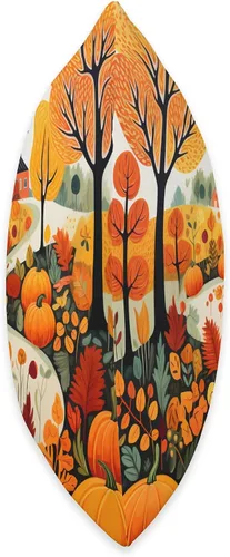 Vista 2 de Fall Leaves autumn orange pumpkin pattern Almohada de otoño con diseño de calabaza otoñal con hojas de color, 16 x 16 pulgadas, multicolor