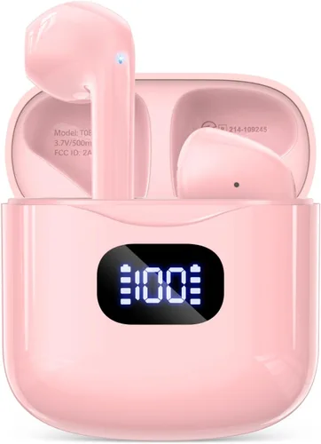 Vista 10 de KTGEE Auriculares Inalámbricos Bluetooth 5.3, Auriculares Estéreo de 40 Horas de Reproducción con Estuche de Carga con Pantalla LED, Auriculares