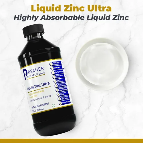 Vista 2 de Premier Research Labs Ultra suplemento de zinc líquido, para apoyo inmunológico y bienestar para adultos y niños, gotas altamente absorbibles, se