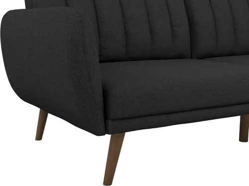 Vista 8 de Novogratz Brittany - Sofá cama tipo futón de 82 pulgadas de piel sintética, tapizado con respaldo copetudo, diseño moderno de mediados de siglo
