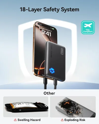 Vista 8 de INIU Cargador portátil compacto de alta capacidad para portátil de 140 W 25000 mAh y banco de energía ultra delgado de 45 W 10000 mAh