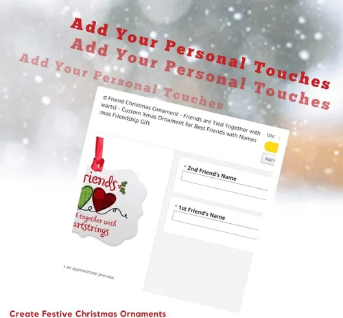 Vista 2 de Gossby Adorno de Navidad personalizado con texto en inglés «Friends», regalo de Navidad personalizado para mujeres con nombres, adorno de mejor