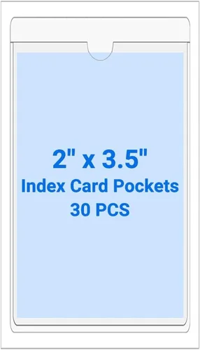 Vista 101 de 30 PCS Clear Self Adhesive Plastic Label Pockets, Top Loading Business & Library Index Card Holders, Peel and Stick Sleeves for Storage Bins, Totes