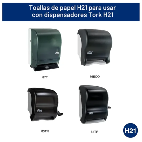 Vista 5 de Tork Rollo de toalla de mano de papel blanco H21, universal, 100% fibra reciclada, 6 rollos x 800 pies, RB8004