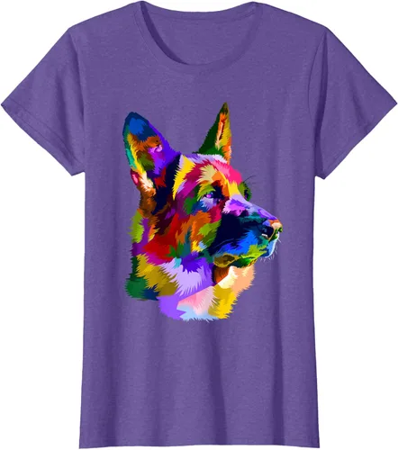 Vista 22 de Camiseta con retrato de pastor alemán para dueños de perros, Negro, S