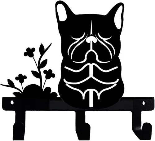 Vista 10 de Gancho de pared con forma de bulldog francés Frenchie Boston Terrier Happy Car Ride para correa, llaves, ropa, toalla