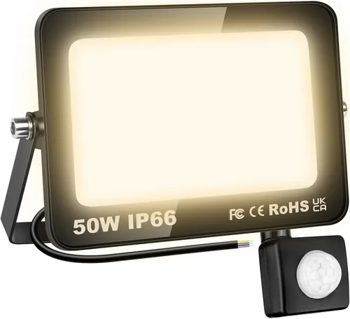 Vista 23 de Willpower Reflector LED con sensor de movimiento, luces de seguridad para exteriores de 10 W, 1000 lúmenes, lámpara exterior de 4000 K, luz blanca
