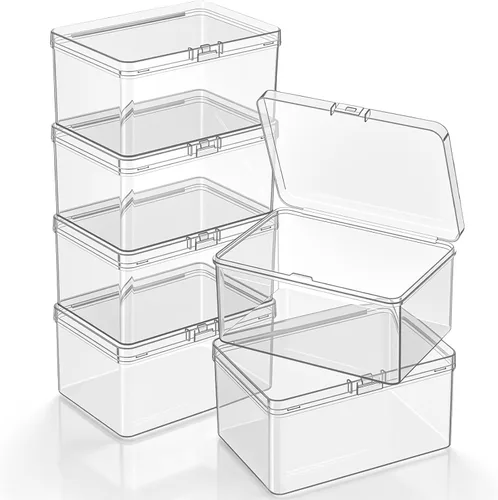 Vista 16 de 6 piezas de mini contenedores de almacenamiento de cuentas de plástico transparente para recolectar artículos pequeños, cuentas, joyas, tarjetas