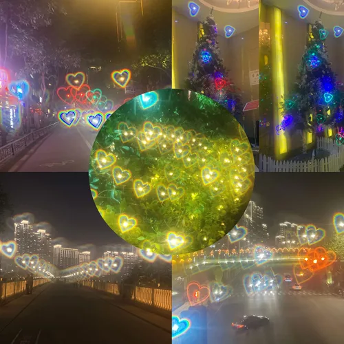 Vista 3 de FEISEDY Gafas de sol con forma de corazón para mujer efecto de corazón difracción de amor para fiesta regalo para niños