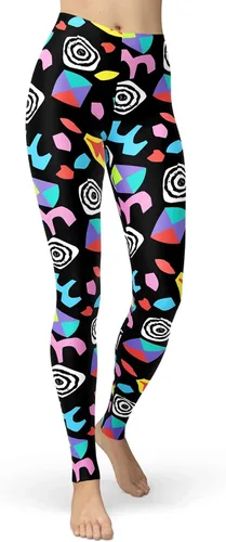 Vista 65 de sissycos - Leggings para mujer de los años 80 con estampado neón salpicado artístico, suaves como la seda y elásticas Splash abstracto