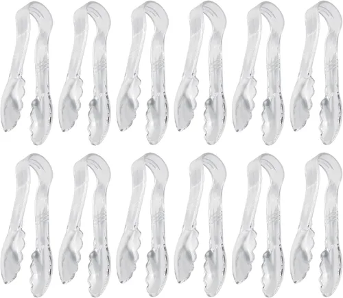 Vista 11 de New Star Foodservice 35698 Utility Tong - Pinzas de plástico de alta temperatura, festoneadas, 6 pulgadas, color negro, juego de 12