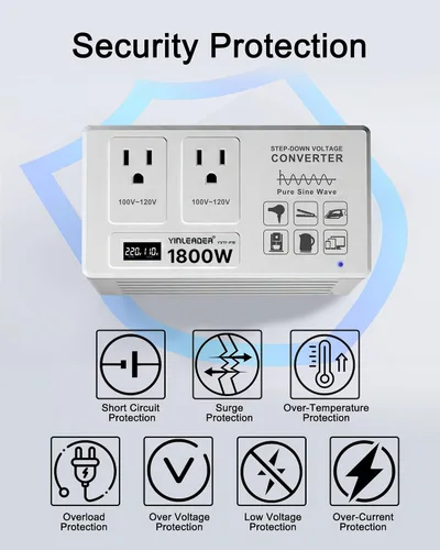 Vista 6 de Yinleader Transformador reductor 220V a 110V Convertidor de voltaje 1800W