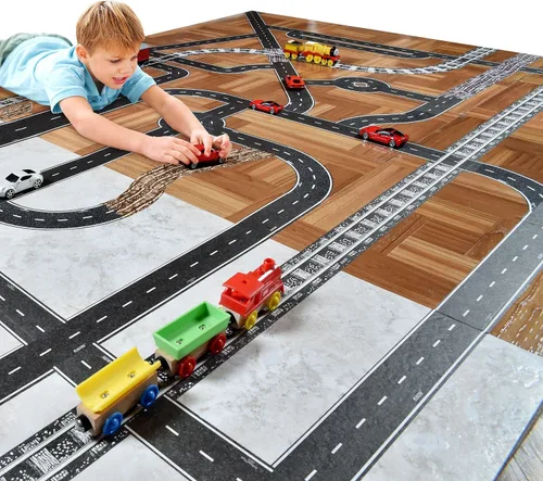 Vista 3 de Paytape 60 pies x 2 pulgadas, rollo de cinta de pista de juguete para niños, paquete de carretera negra para principiantes, incluye 2 pulgadas