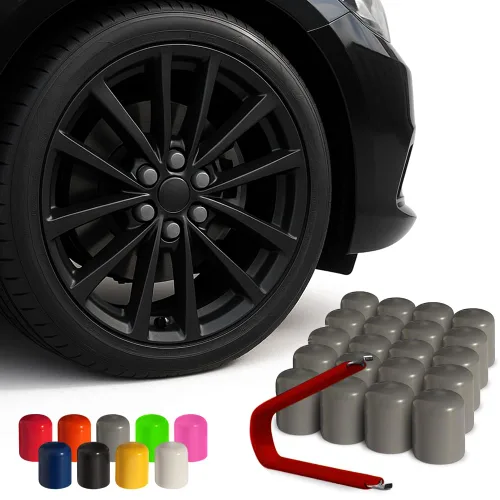 Vista 17 de ColorLugs Tapón de llanta de vinilo Negro Tapa de tuerca de rueda de ajuste flexible Para 17 mm Paquete de 20 Incluye extractor de lujo