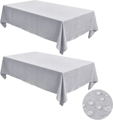 Vista 13 de Fitable - Manteles de lino sintético para mesas rectangulares: Mantel de granja resistente al agua y a las manchas, manteles de arpillera