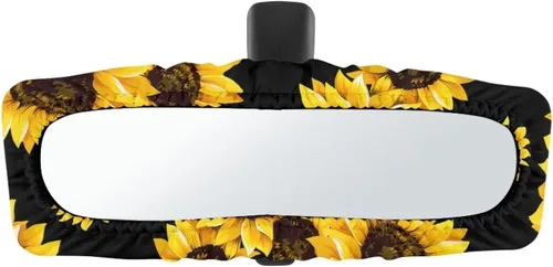 Vista 11 de Funda para espejo retrovisor de automóvil con estampado de vaca negro, protector de espejo retrovisor automático elástico