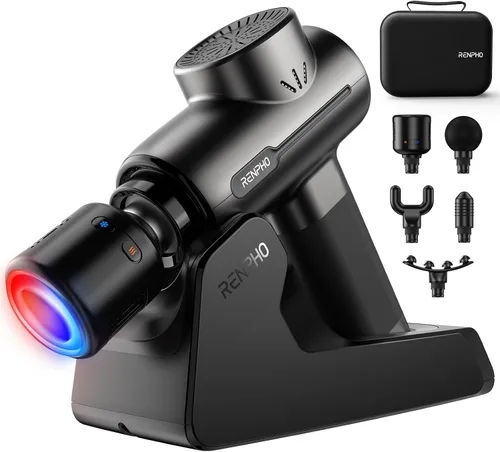 Vista 13 de RENPHO Pistola de masaje activa, masajeador de espalda de tejido profundo de percusión, diseño ergonómico con 5 velocidades para terapia muscular