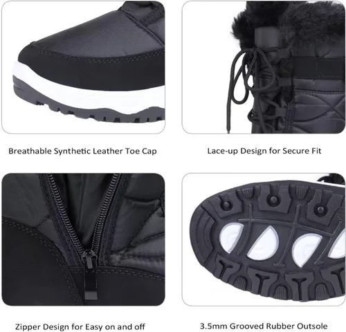 Vista 5 de CIOR Women's Waterproof Winter Snow Boots Warm Faux Fur Lined Anti-Slip Cold Weather Boots
