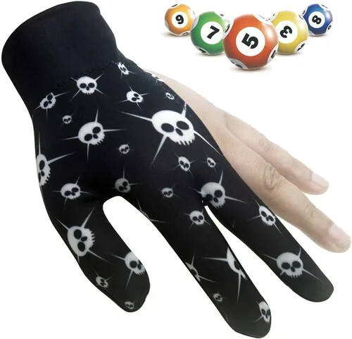 Vista 5 de Guantes de billar con 3 dedos para hombres y mujeres, elásticos, antideslizantes, resistentes al desgaste, transpirables, para la mano izquierda