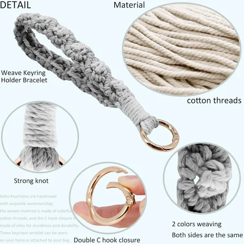 Vista 44 de BIHRTC Llavero de pulsera boho con soporte para lápiz labial, pulsera hecha a mano