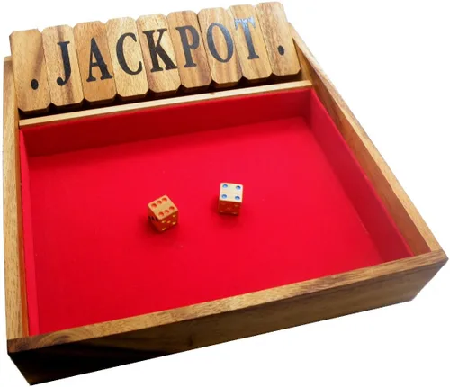 Vista 4 de Winshare Puzzles and Games Shut The Box Juego Grande, Dados de Madera Antiguos Juego Divertido