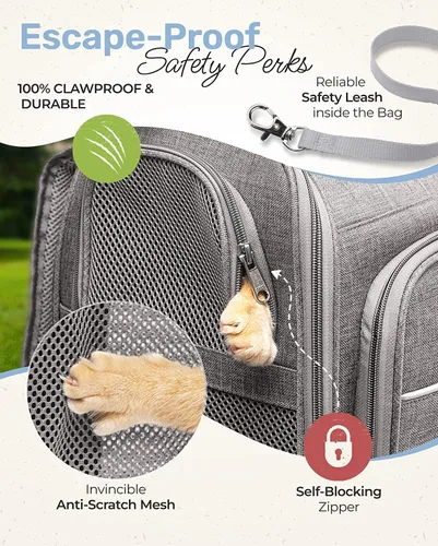 Vista 4 de Mochila transportadora grande para gatos, mochila de senderismo de viaje grande para mascotas, aprobada por aerolíneas, perfecta para gatos