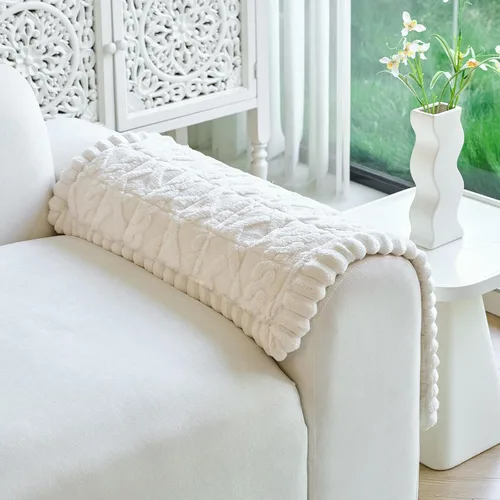 Vista 4 de Fundas de Reposabrazos de Sofá Antideslizantes, Funda Lavable de Respaldo de Sillón Suave, Fundas Gruesas y Peludas para Reposabrazos de Sofá