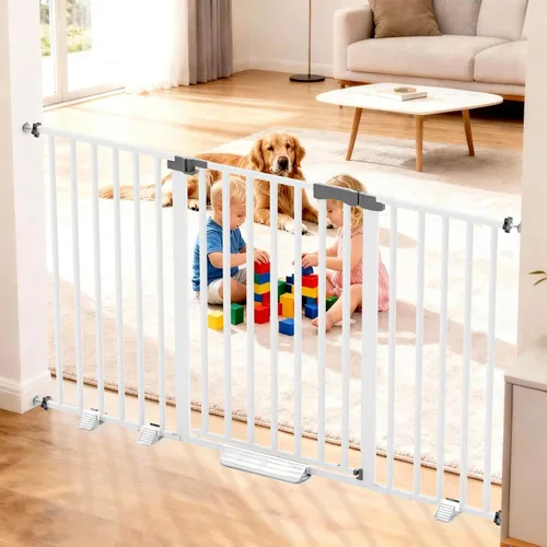Vista 7 de Puerta para bebé extra alta de 41 pulgadas para perros grandes y mascotas en interiores, sin saltos, 30-32.6 pulgadas de ancho, puerta resistente