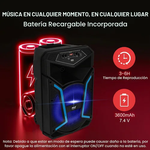 Vista 5 de Pyle - Sistema de bocinas PA portátil con Bluetooth - Altavoz Bluetooth para exteriores de 800W, sistema de bocinas PA portátil con micrófono