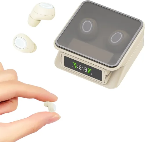 Vista 7 de Auriculares invisibles pequeños pequeños para orejas pequeñas, auriculares inalámbricos Bluetooth intraurales, auriculares ocultos, IPX5 Negro