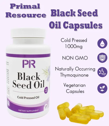 Vista 5 de Cápsulas de aceite de semilla negra Nigella sativa prensada en frío – Soporte inmunológico, articular y digestivo – Ricas en timoquinona – Sin OMG