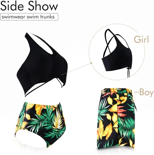 Vista 5 de ATOZ Trajes de baño familiares a juego, conjuntos de bikini para mujeresniñas, niños, trajes de baño para madre e hija, trajes de baño para padre e