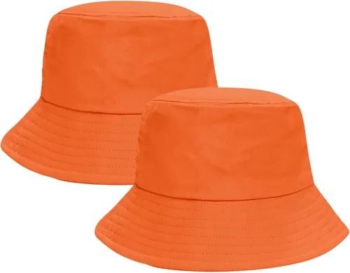 Vista 13 de PFFY 2 Packs Bucket Hat for Women Men Cotton Hats Sun Beach Fishing Cap 2 paquetes negro (reversible)