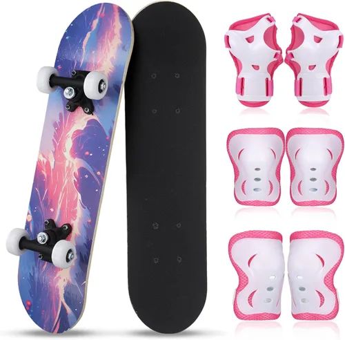 Vista 23 de Honoson Juego de 7 piezas de rodilleras, coderas y muñequeras para patinetas para principiantes y niños pequeños