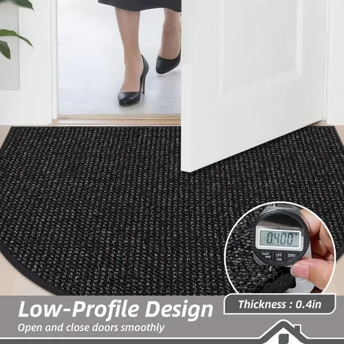 Vista 5 de BEQHAUSE Tapete Atrapa Suciedad para Puerta 17" x 30" Semicírculo Antideslizante Lavable Tapetes de Entrada Alfombras Absorbentes de Bienvenida