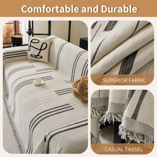 Vista 2 de Fundas antideslizantes bohemias para sofá de felpilla de 3 cojines, protector de sofá para perros y mascotas, lavable, antideslizante, funda de sofá