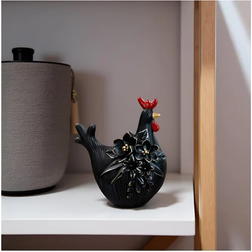 Vista 8 de Escultura decorativa de gallo para jardín (gallina negra)