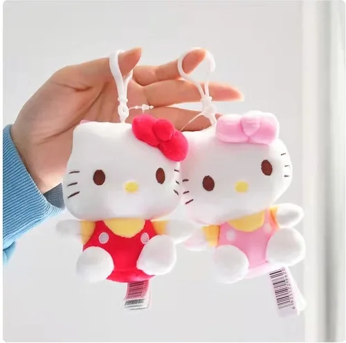 Vista 4 de Llavero de dibujos animados con colgante de muñeca linda clásica de peluche linda niña accesorios llavero colgante Rojo