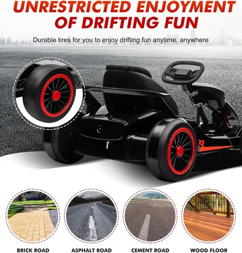 Vista 6 de Go Kart eléctrico de 24 V para niños a partir de 6 años o más Negro