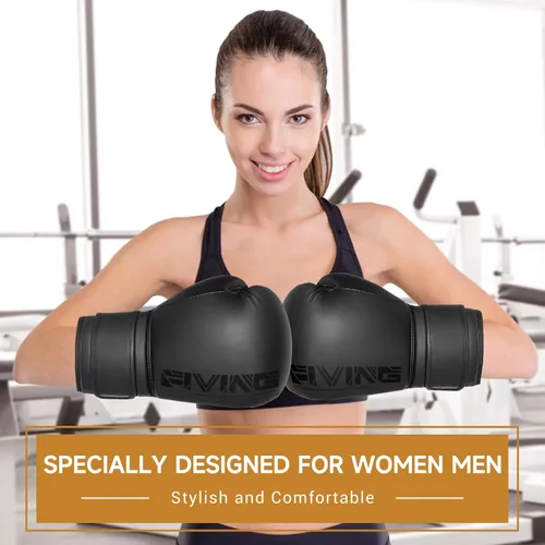 Vista 5 de FIVING - Guantes de boxeo para mujer, estilo profesional, para entrenamiento de Muay Thai para Sparring, Kickboxing, buenos para saco de boxeo