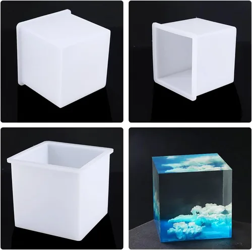 Vista 2 de Molde de resina cuadrado de 3 pulgadas, molde de silicona de cubo grande para fundición de resina, moldes epoxi transparentes para decoración