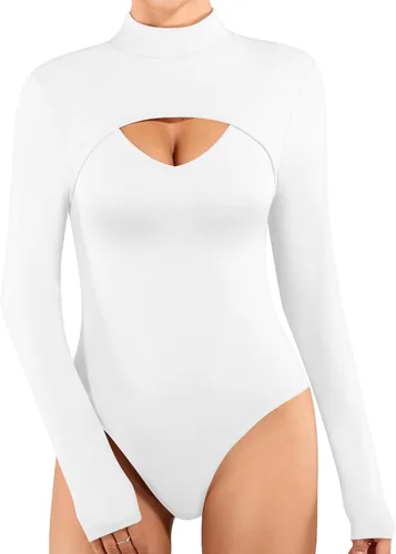 Vista 2 de MANGOPOP Body de manga larga sin mangas para mujer con corte frontal