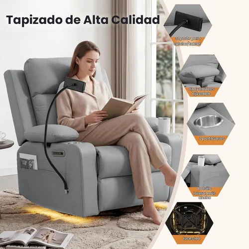 Vista 5 de FiveWillowise Mecedora eléctrica para guardería con reposabrazos ajustables Gris