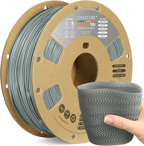 Vista 48 de OVERTURE - Filamento de TPU de 1/16 pulgadas, rollo flexible de poliuretano termoplástico, impresora 3D suave, 95A, carrete de 2.2 libras, precisión