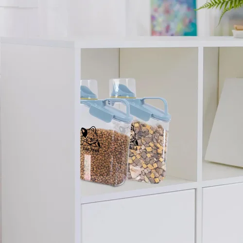 Vista 7 de Contenedor hermético de almacenamiento de alimentos para gatos Contenedor de plástico transparente para gatos y cachorros de 3 cuartos de galón