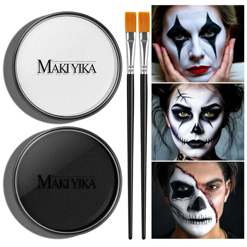 Vista 10 de Pintura facial blanca para maquillaje de Halloween, base blanca y negra 01 Blanco