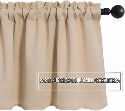 Vista 3 de MIULEE Cenefa opaca con bolsillo para cortinero, con aislamiento térmico, cortina corta para ventana pequeña y dormitorio, 42 x 18 pulgadas, 1 Beige