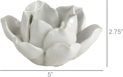 Vista 3 de HomArt Soporte para velas de té Lotus, color blanco