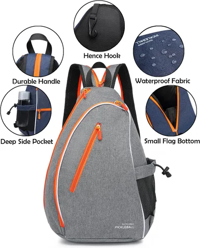 Vista 4 de Bolsas de pickleball para hombres y mujeres, bolsa de remo de pickleball deportiva, bolsa de pickleball ajustable con gancho para cerca, mochila