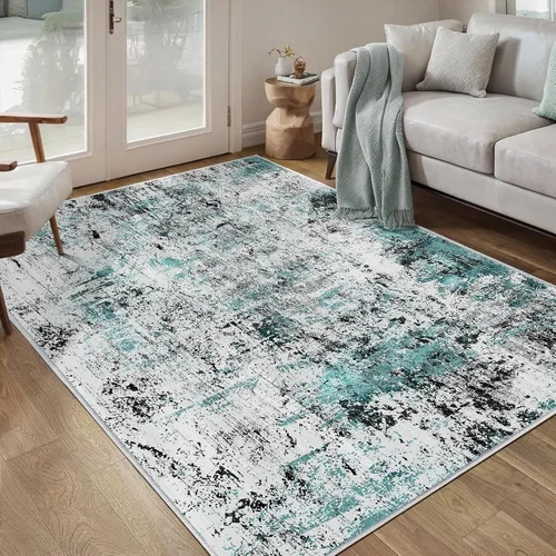 Vista 70 de Ciicool Alfombra moderna abstracta de 2 x 3 pulgadas, lavable, pequeña, antideslizante, de pelo bajo, alfombra de entrada plegable para cocina